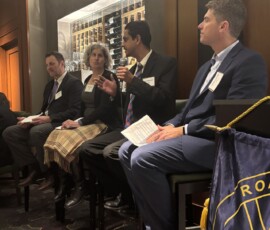 Zach Trogdon, Sree Nampoothiri & Allison Davis Virginia Department of Rail and Public Transportation Chief of Public Transportation Zach Trogdon, Northern Virginia Transportation Authority Senior Manager Sree Nampoothiri, and Metropolitan Area Transit Authority Senior Vice President of Planning and Program Development Allison Davis address the Road Gang (February 2026).